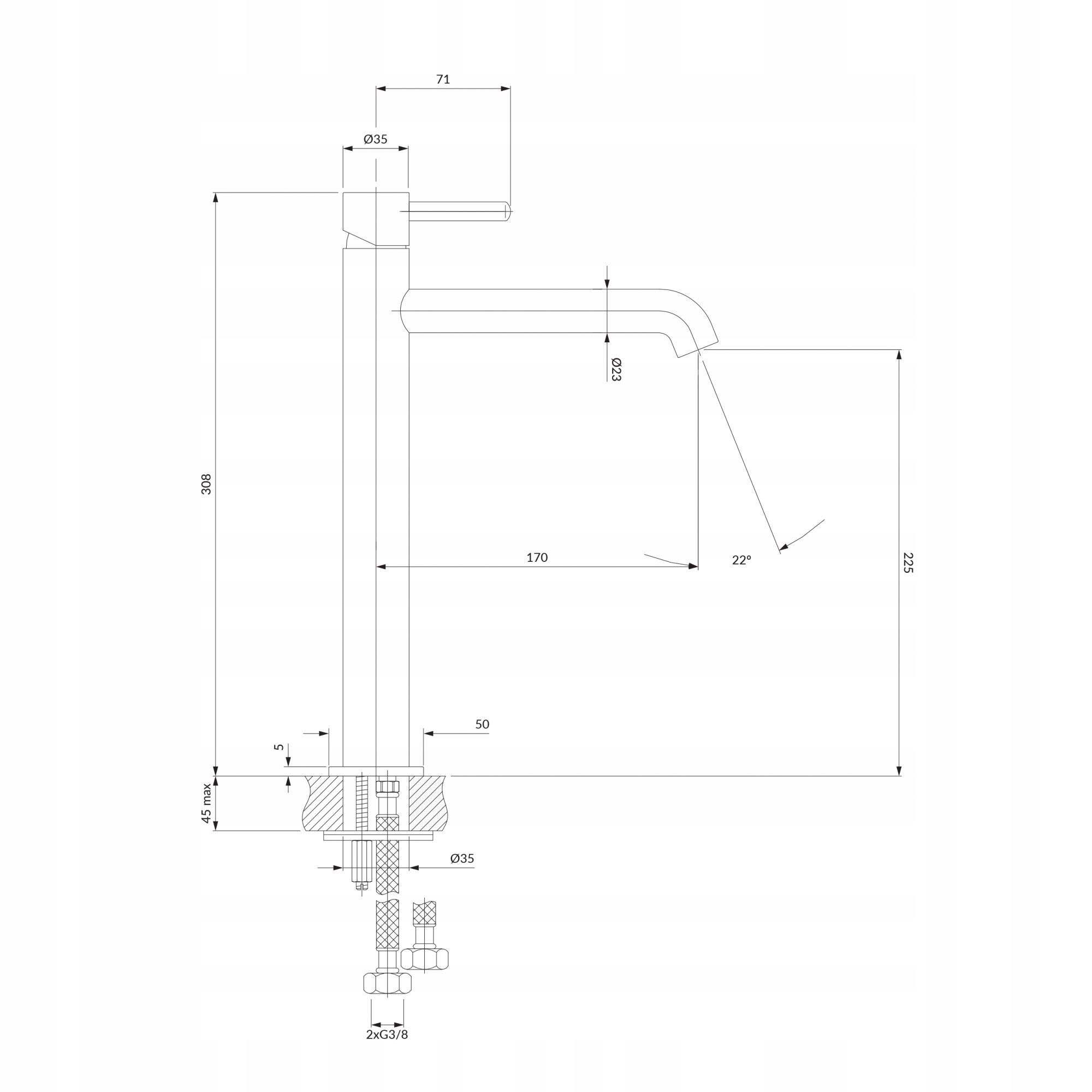 BATERIA UMYWALKOWA STOJĄCA WYSOKA GRAFIT OMNIRES Y Marka Omnires