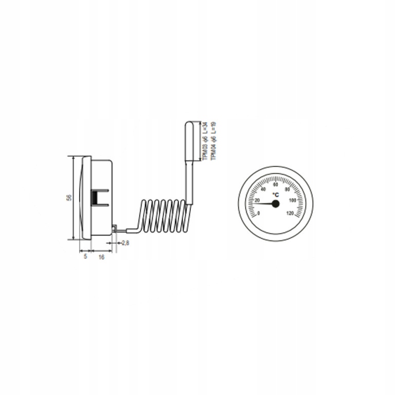 Termometr tarczowy analogowy 0°C...+120°C TPM03 EAN (GTIN) 5902693830184
