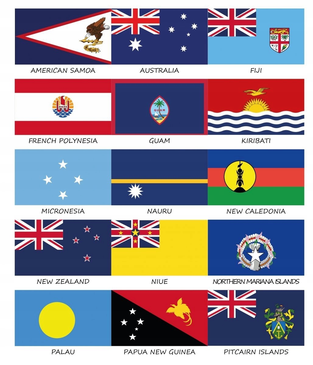 

Zestaw flag Australii i Oceanii 50x70 mm