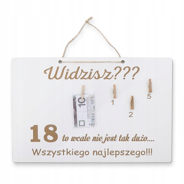 

Tablica z pieniędzmi na 18 osiemnastkę 18 urodziny