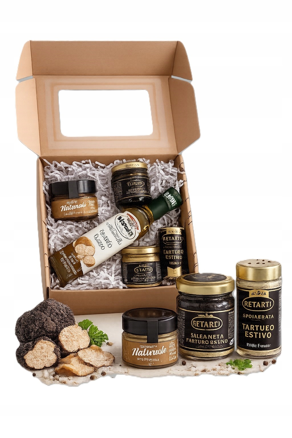 Zestaw Prezentowy Produktów Premium Oliwa Musztarda Pasta Puder z Truflą