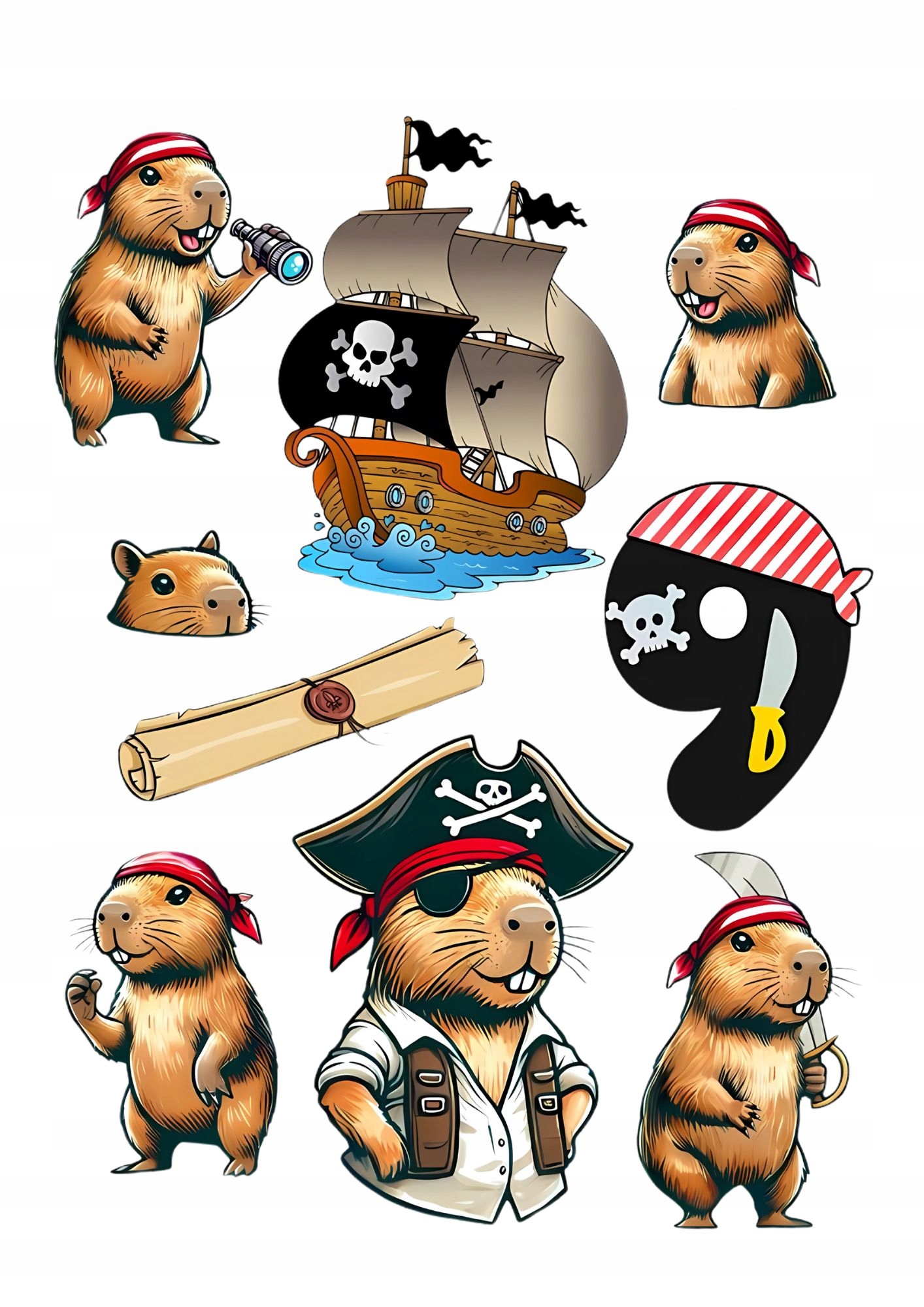 Wydruk Cukrowy na masie cukrowej na tort Capibara Kapibara