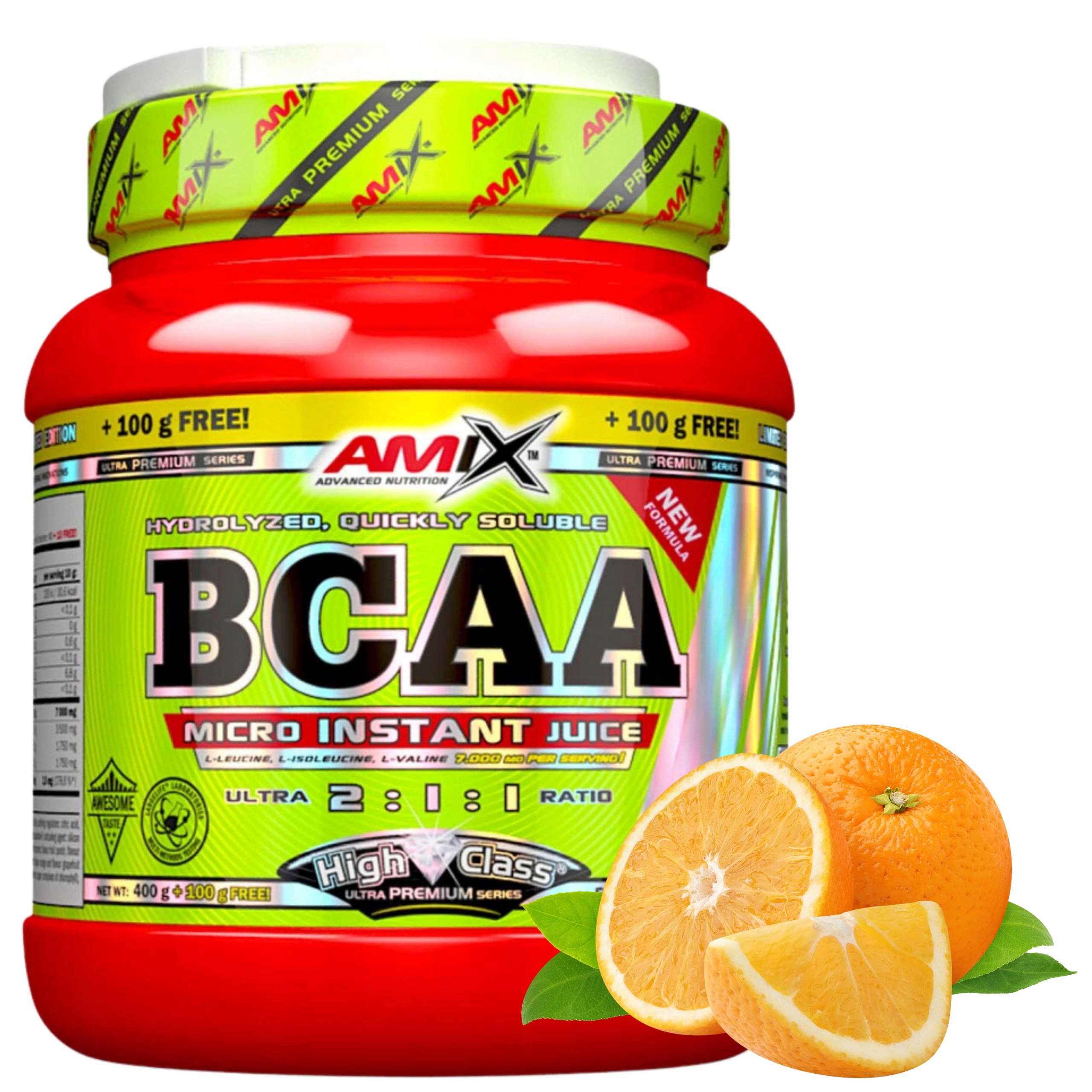 Bcaa Aminokyseliny s rozvětveným řetězcem 2:1:1 Valin Leucin a Isoleucin Pomeranč