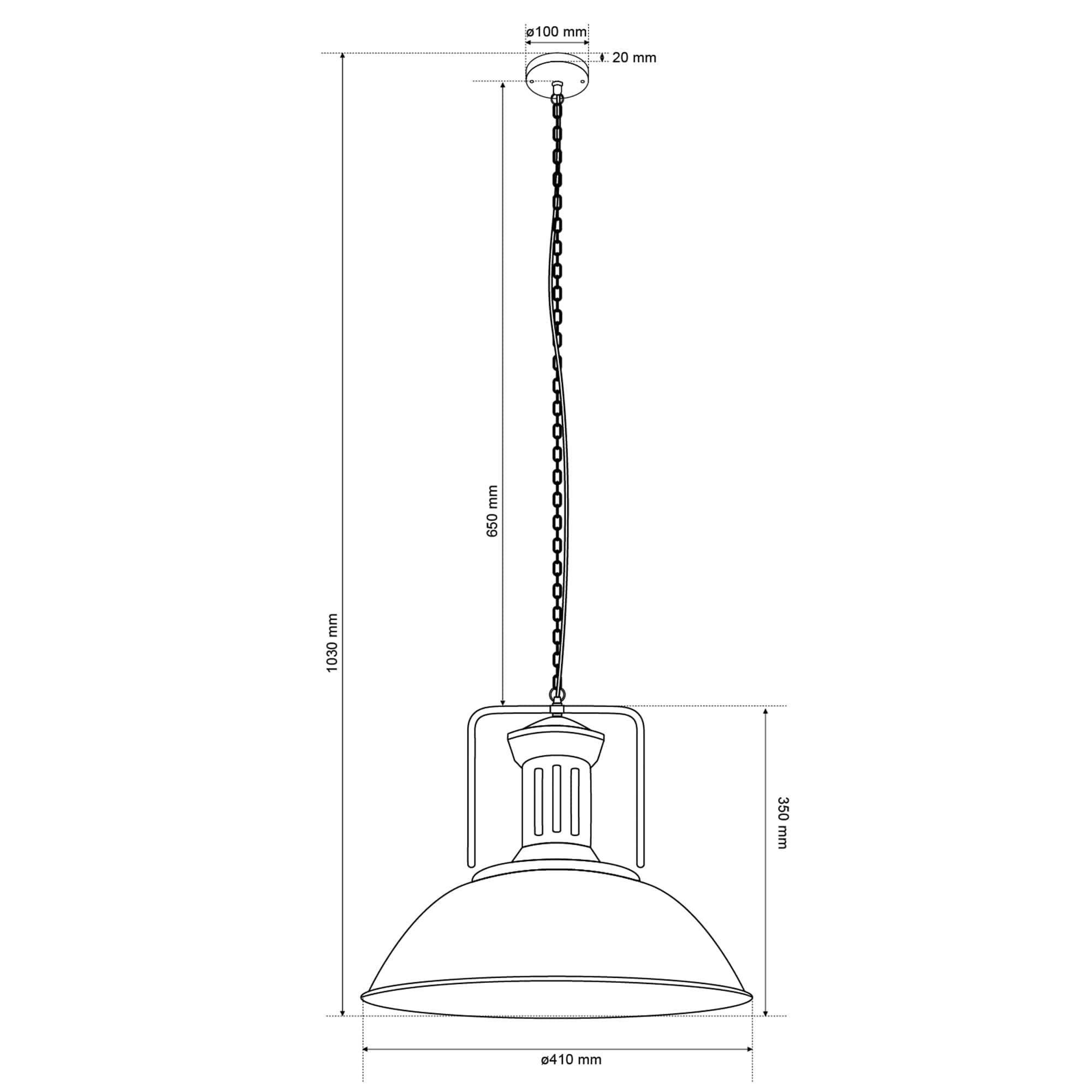 LAMPA SUFITOWA WISZĄCA EDISON RETRO LOFT E27 BLACK Długość/wysokość 100 cm