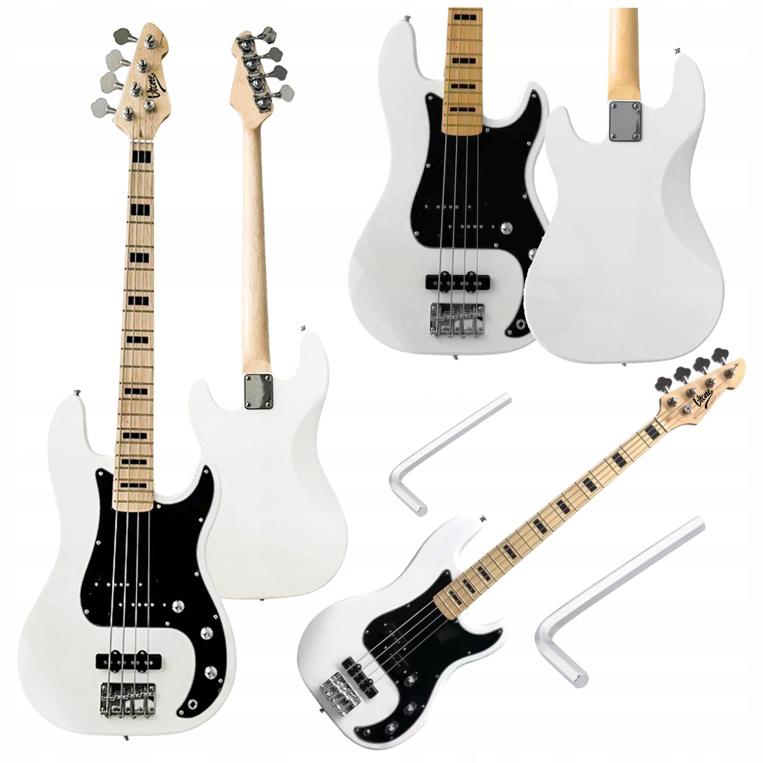 Kytara Precision Jazz Bass 4/4 Plnohodnotná 46" Bílá Klíče