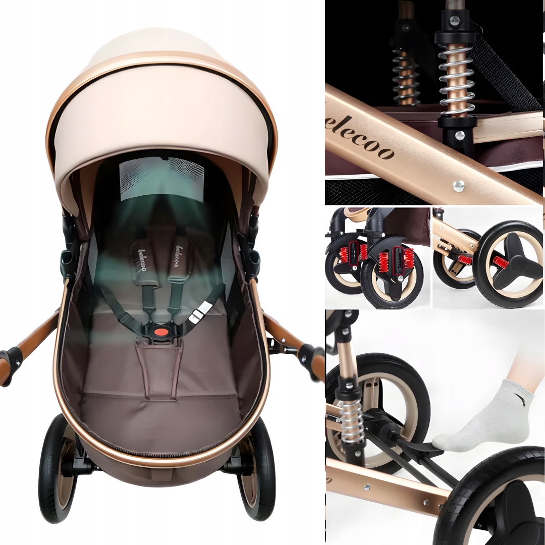 WÓZEK DZIECIĘCY 3 W 1 WIELOFUNKCYJNY SKŁADANY LEKKI KHAKI Marka inny