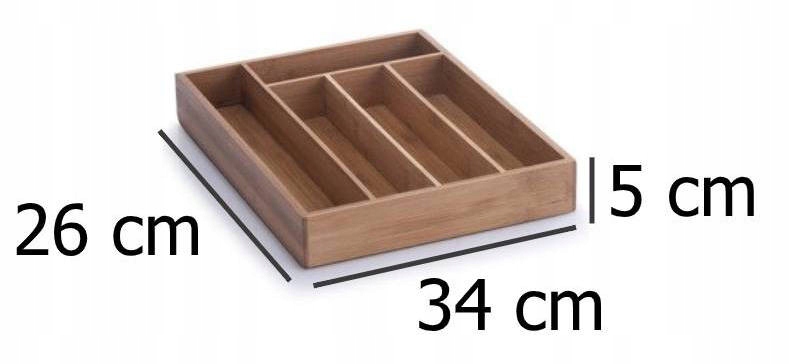 BAMBUSOWY WKŁAD NA SZTUĆCE, POJEMNIK DO SZUFLADY Wysokość produktu 5 cm