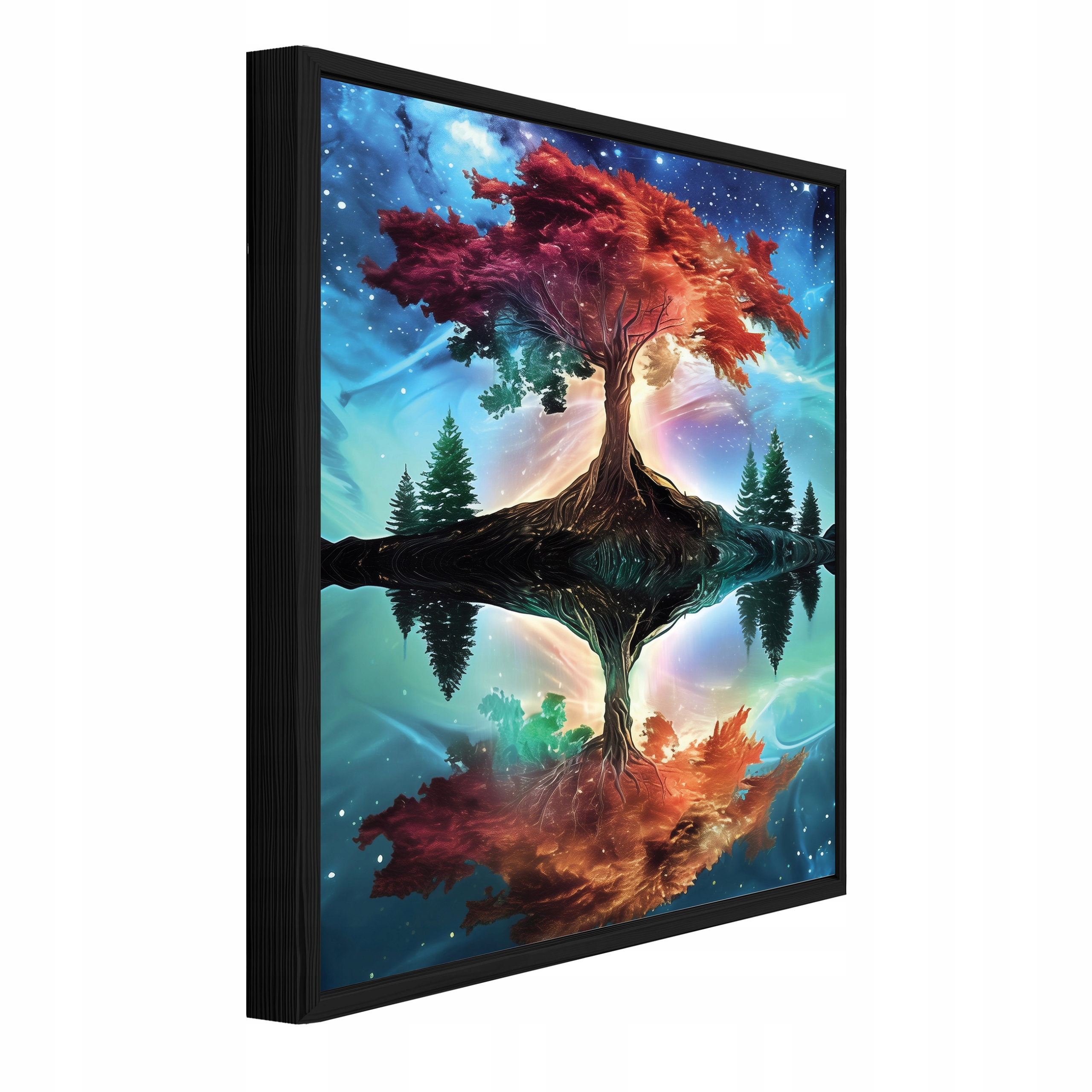 Nástěnný Obraz V Rámu Dekorace Modrý Strom Abstrakce Odraz 90x60