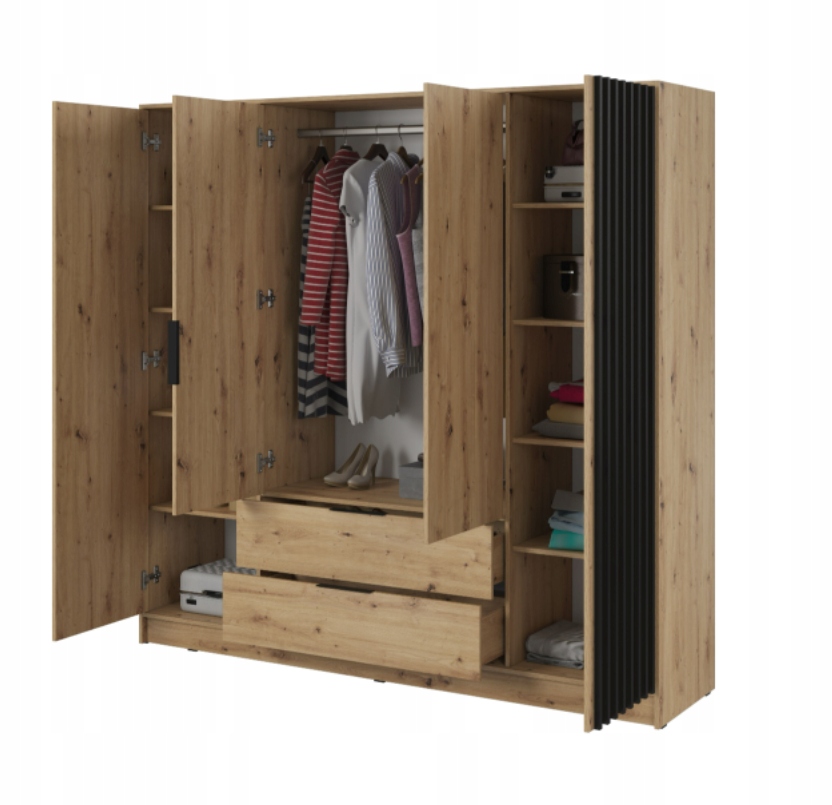 Szafa Lamele 206 cm Dąb Artisan NELA PS Kolor mebla dąb artisan