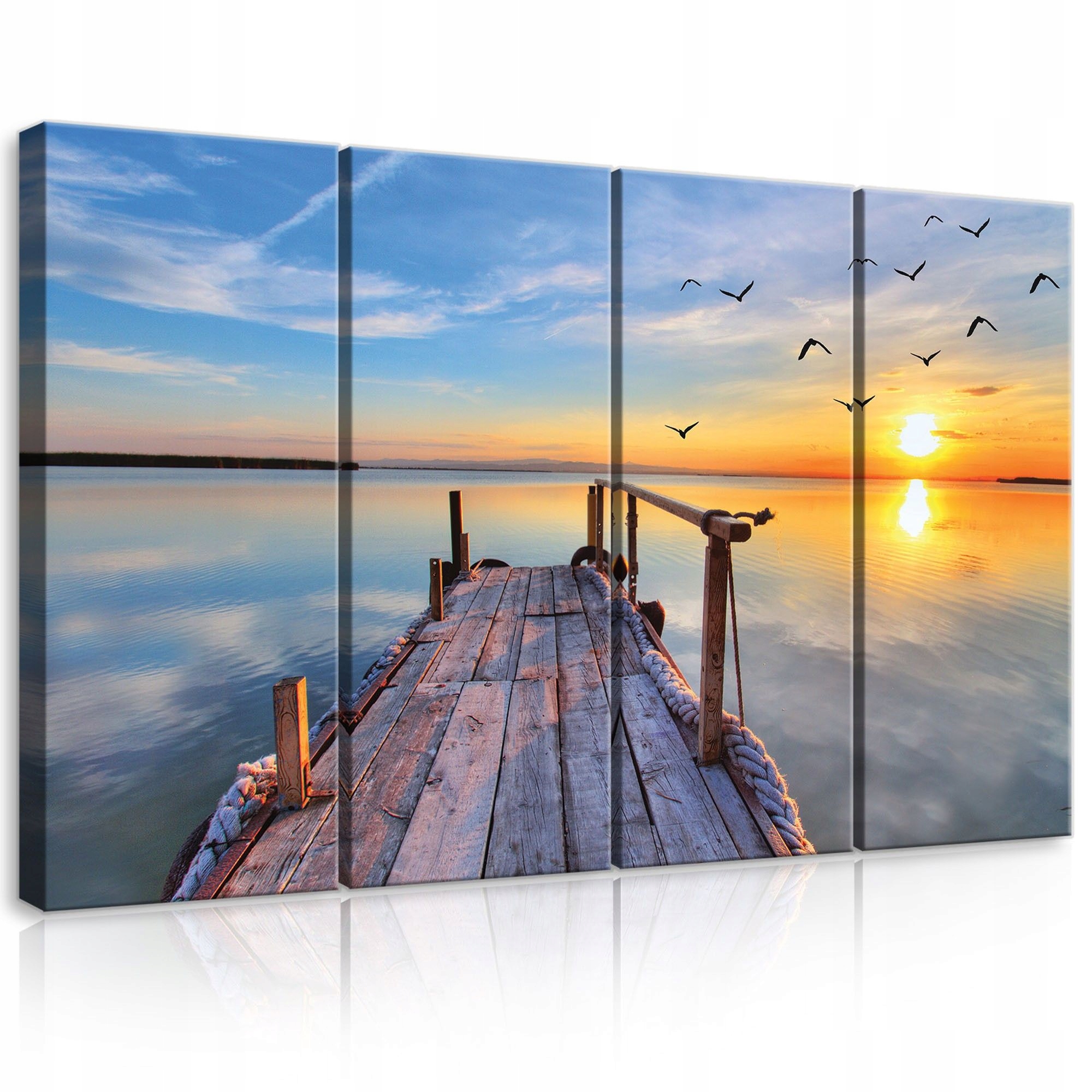 Obraz 120x80 Západ slnka Úsvit more jazero obloha vtáky pokoj príroda