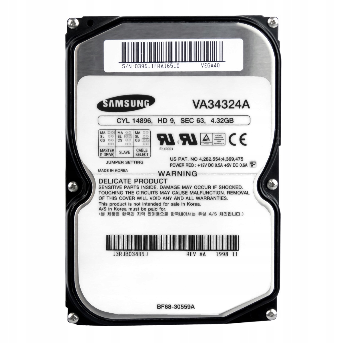 Samsung SpinPoint 4.3GB 5.4K Ata 3.5" VA34324A