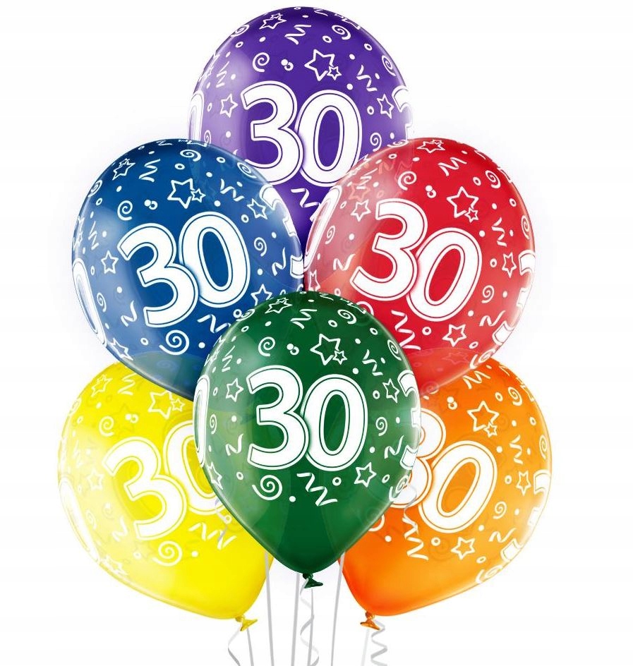 

Balony 30 urodziny 6szt MIX