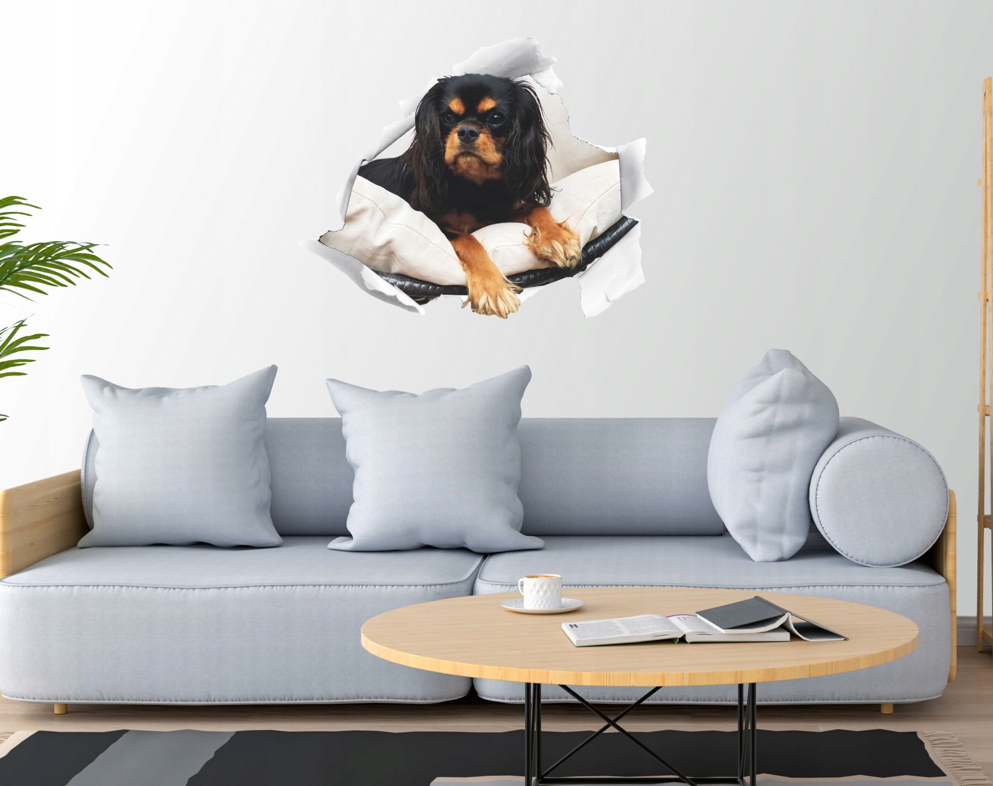 Naklejka 3D SZCZENIAK PIESEK w dziurze Motyw Dekor Dziecięce Motywy zwierzęce Postacie 3D i perspektywa Inny