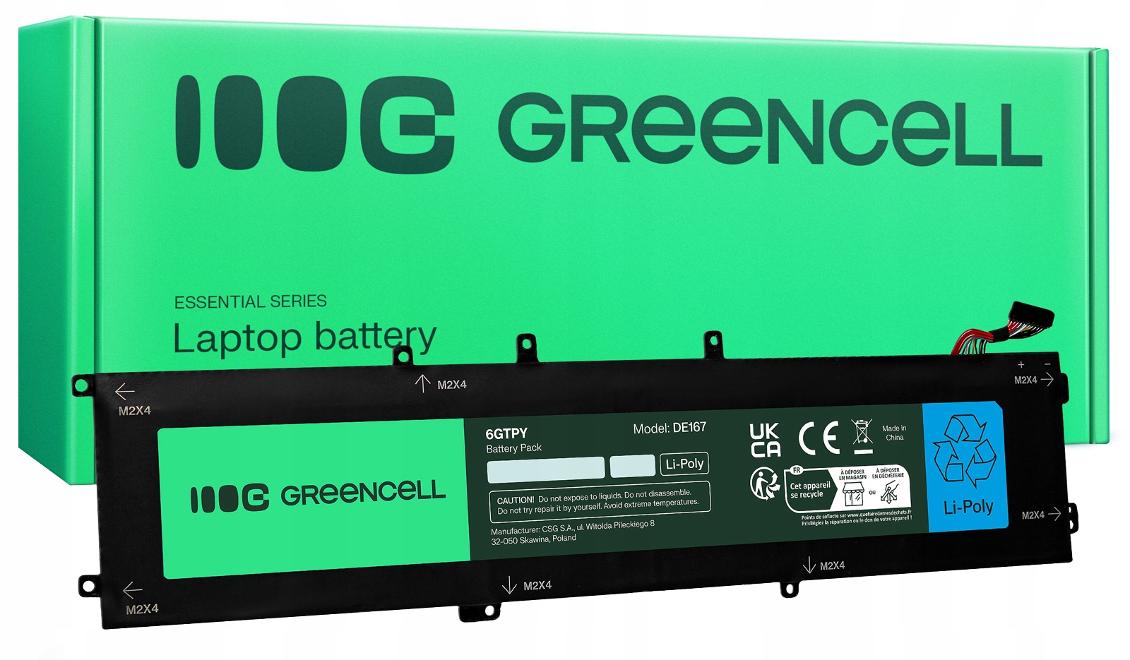 Green Cell 6GTPY 5XJ28 do Dell XPS15 7590 9560 9570 Precision 5520 5530