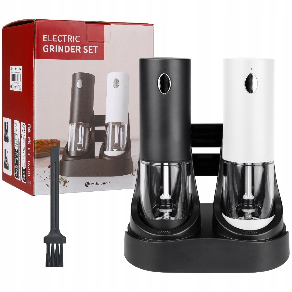 Elektryczny młynek do pieprzu i soli akumulator Cz+b zestaw 2 sztuki