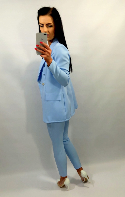 Damski Garnitur Garnitury Damskie Komplet marynarka spodnie Błękitny XXL Materiał dominujący inny