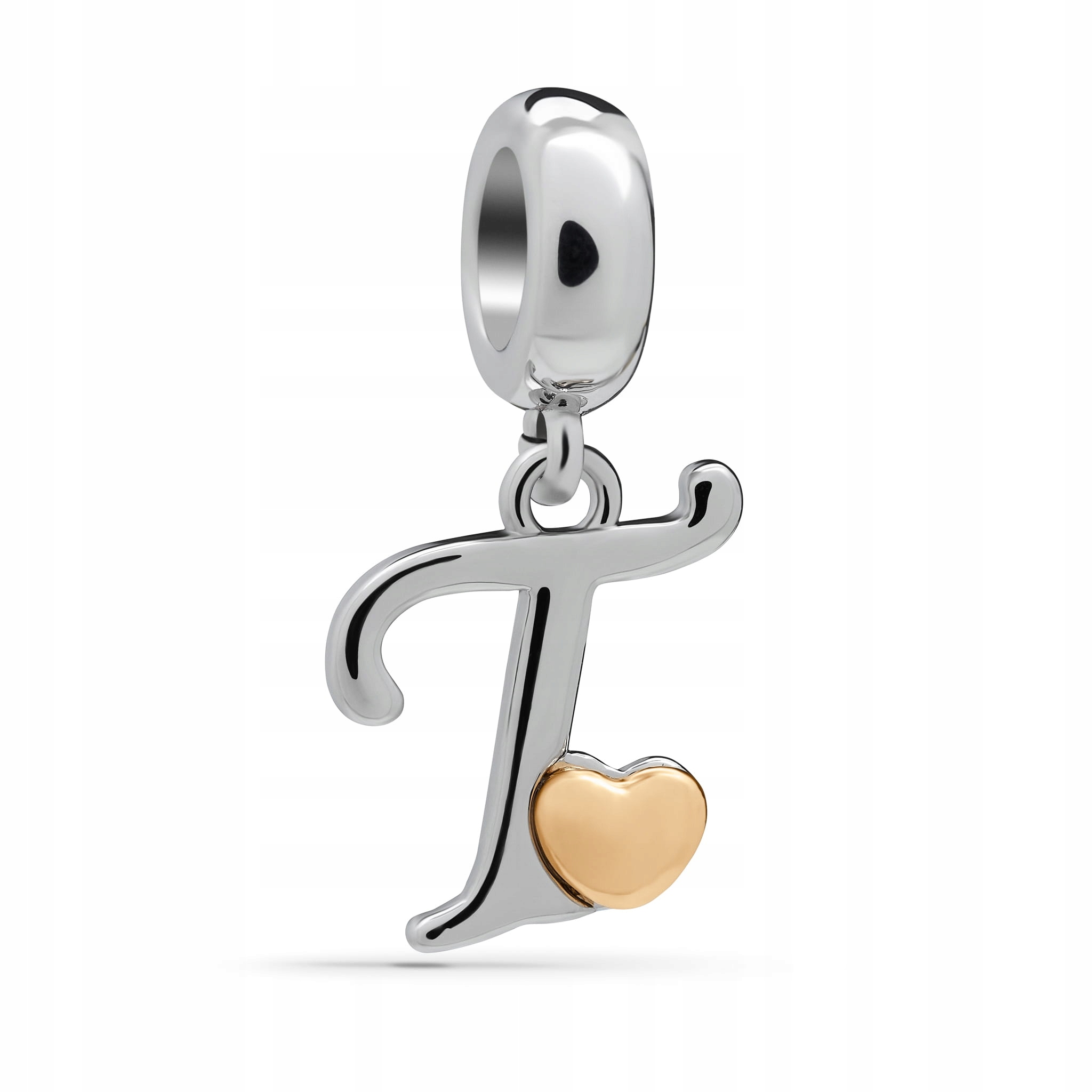 

Zawieszka Charms Literka T Serce Stal