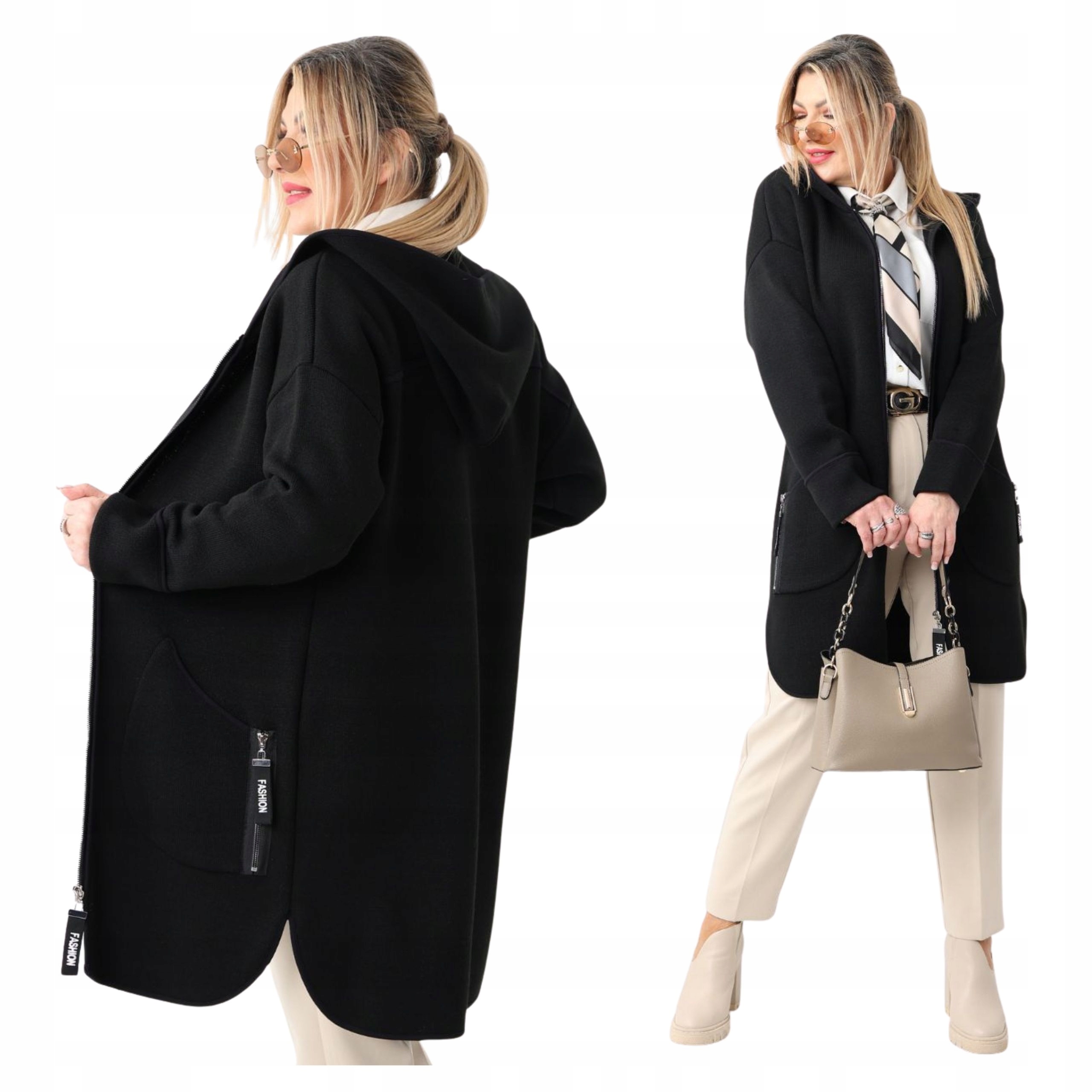 Kardigan Długi Sweter Z Kapturem Duże Rozmiary Polski Producent Narzutka