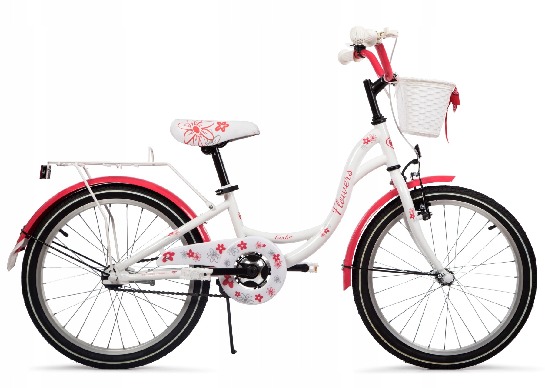 Polski Rower Dziecięcy 20" Flowers Rowerek dla Dziewczynki 5-8 lat stopka