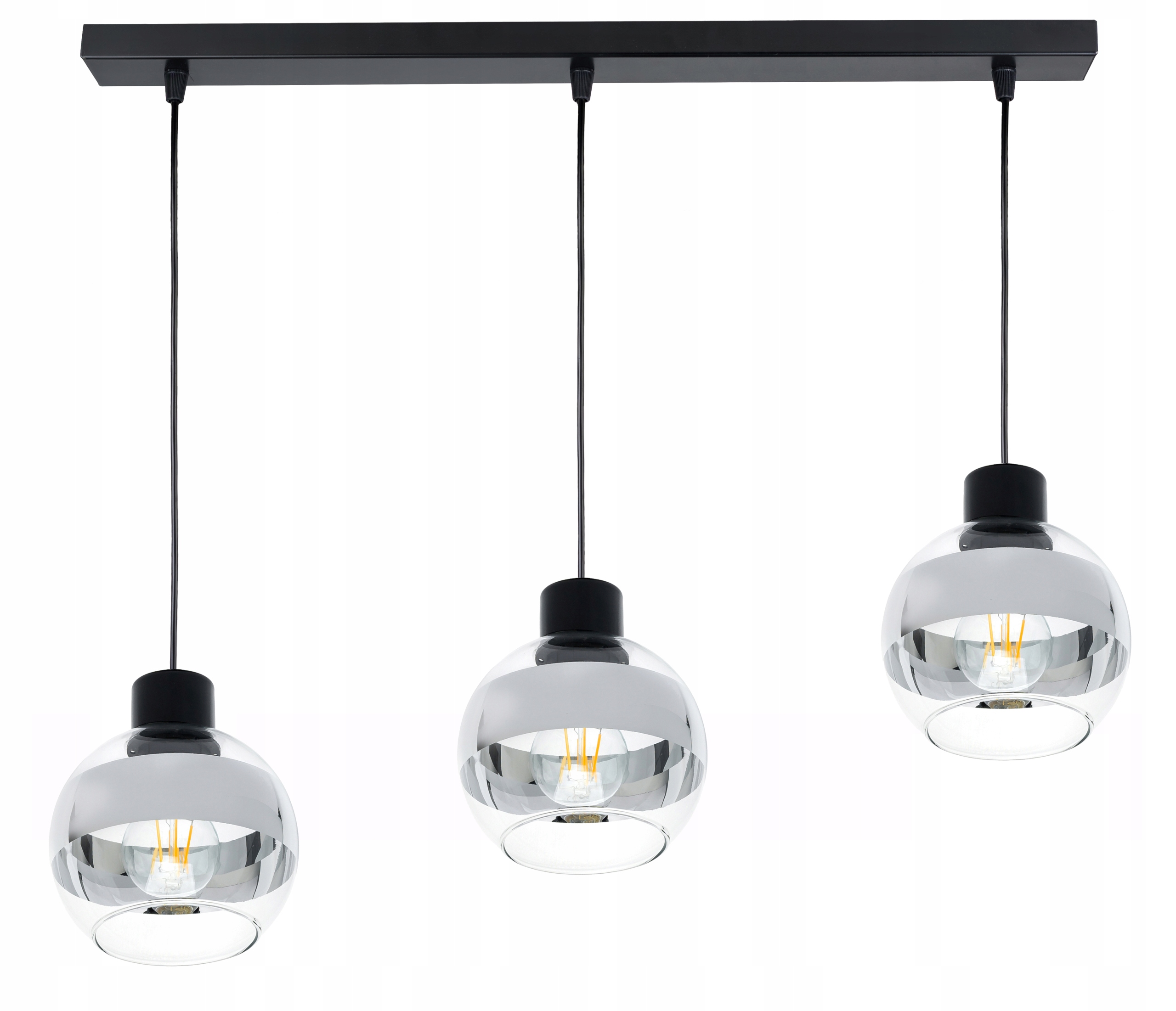 závěsné stropní svítidlo Zwis, nosník, Lustr na E27, Kula, skleněná, chrom clear