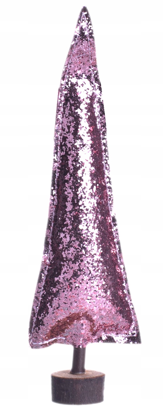

Choinka rose gold na pniu brokat dekoracja 28 cm