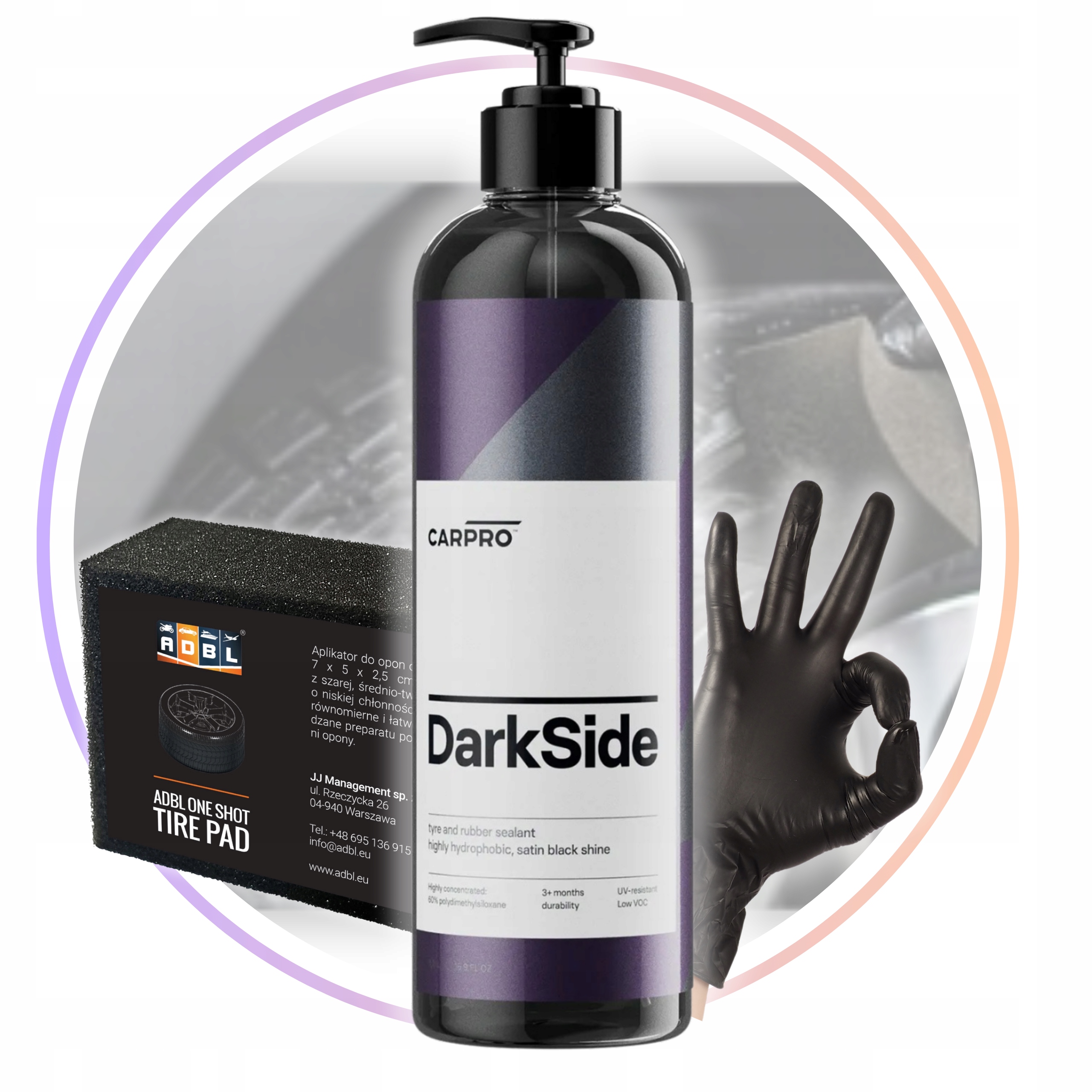 CarPro DarkSide Trwały Dressing do Opon i Gumy, Satynowe Wykończenie 500ml