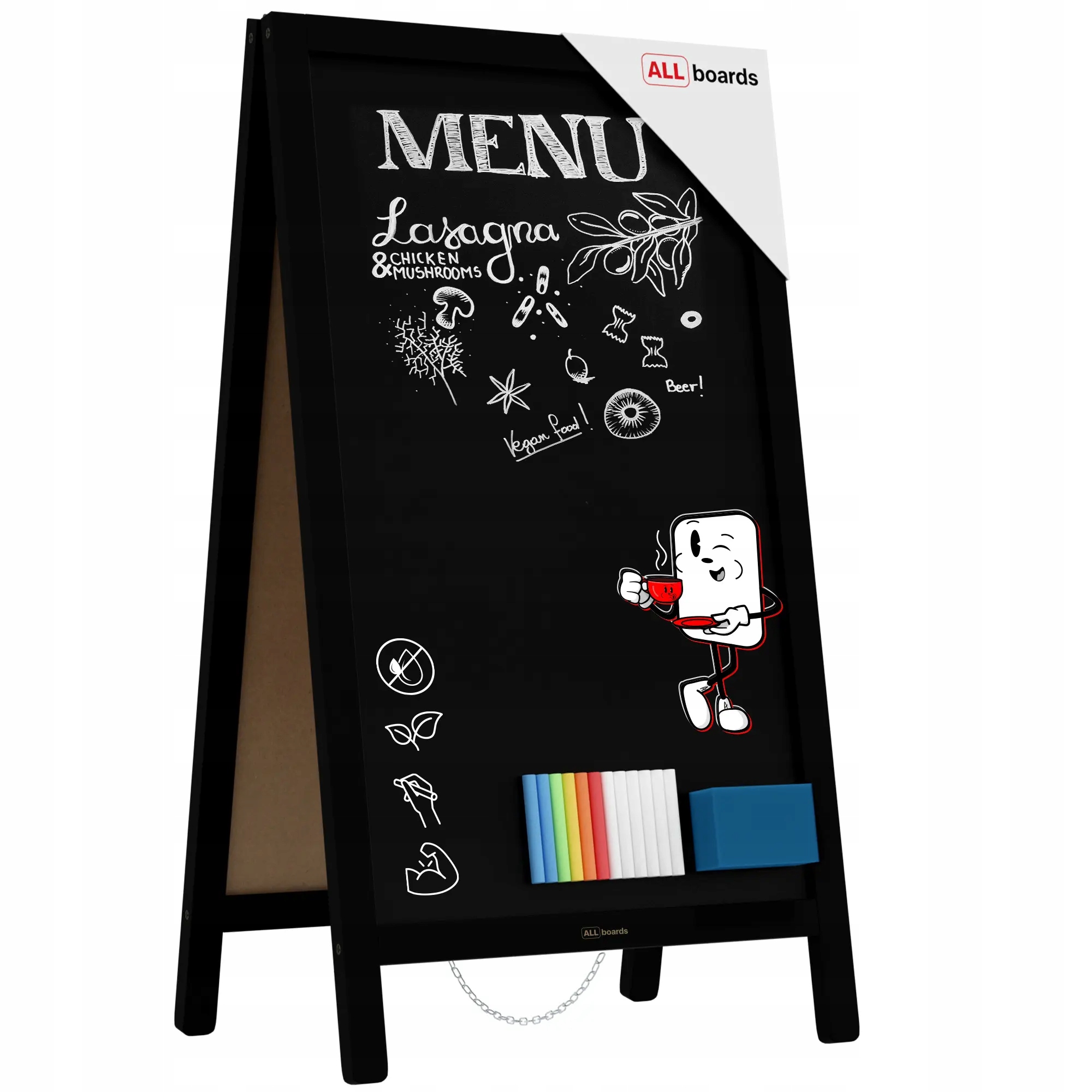 Potykacz stojak kredowy Czarny 78x44 cm stojak reklamowy