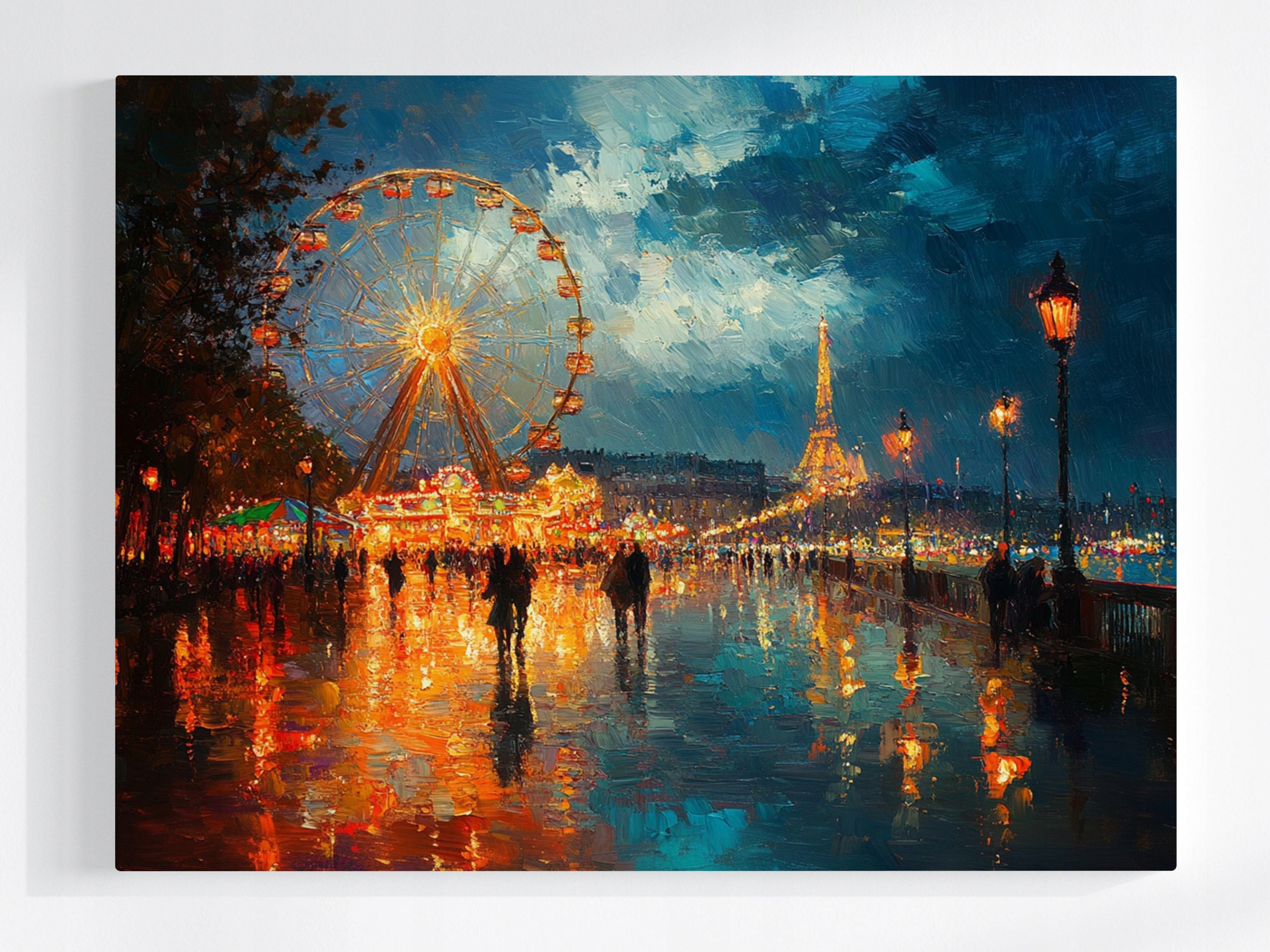 Obraz Na Plátně Canvas Město Paříž Noc Lunapark Ďábelský Mlýn 100x75