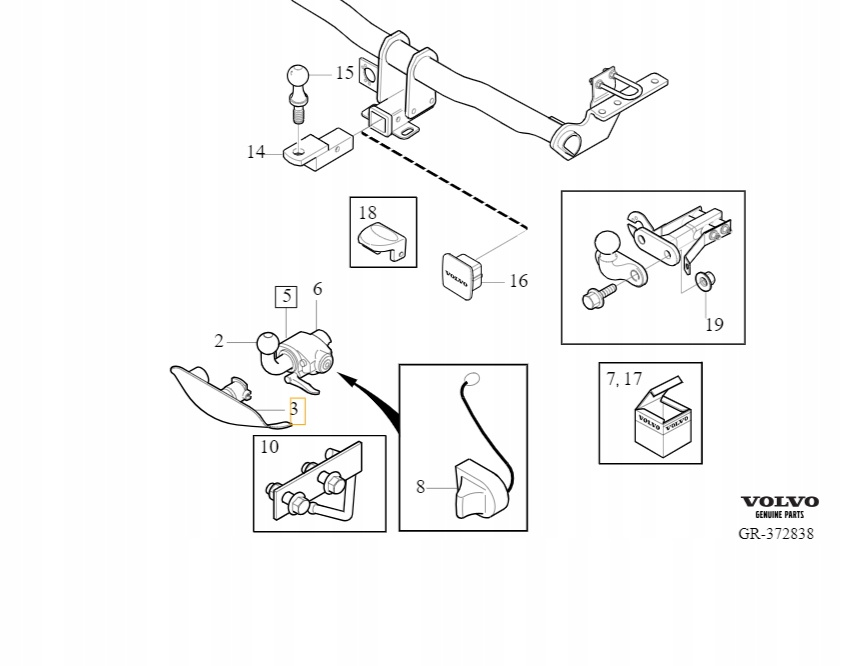 VOLVO XC90 I zaslepka hak holowniczy odpinany OE 30744121 Numer katalogowy producenta 30744121