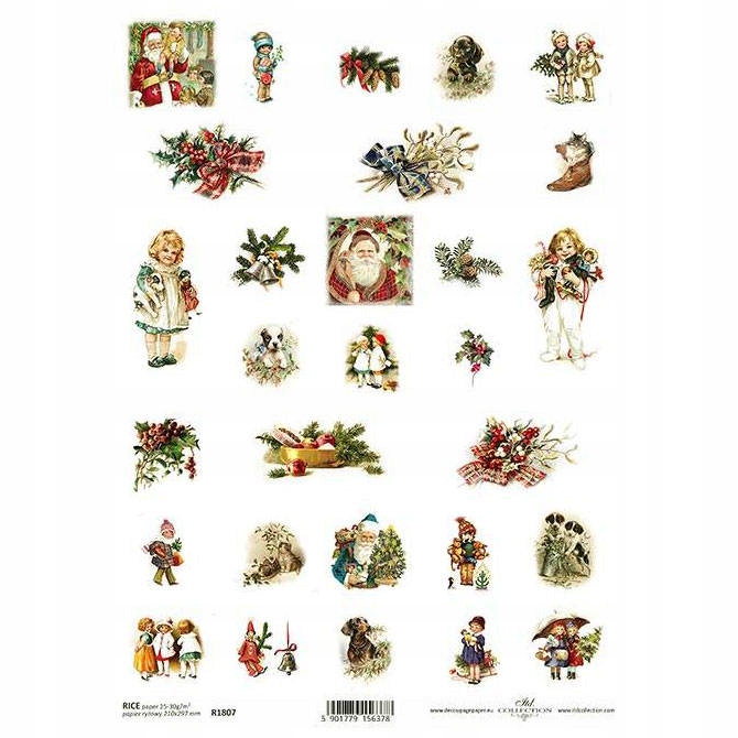 Papier ryżowy do decoupage R1807 Mikołaj stroik