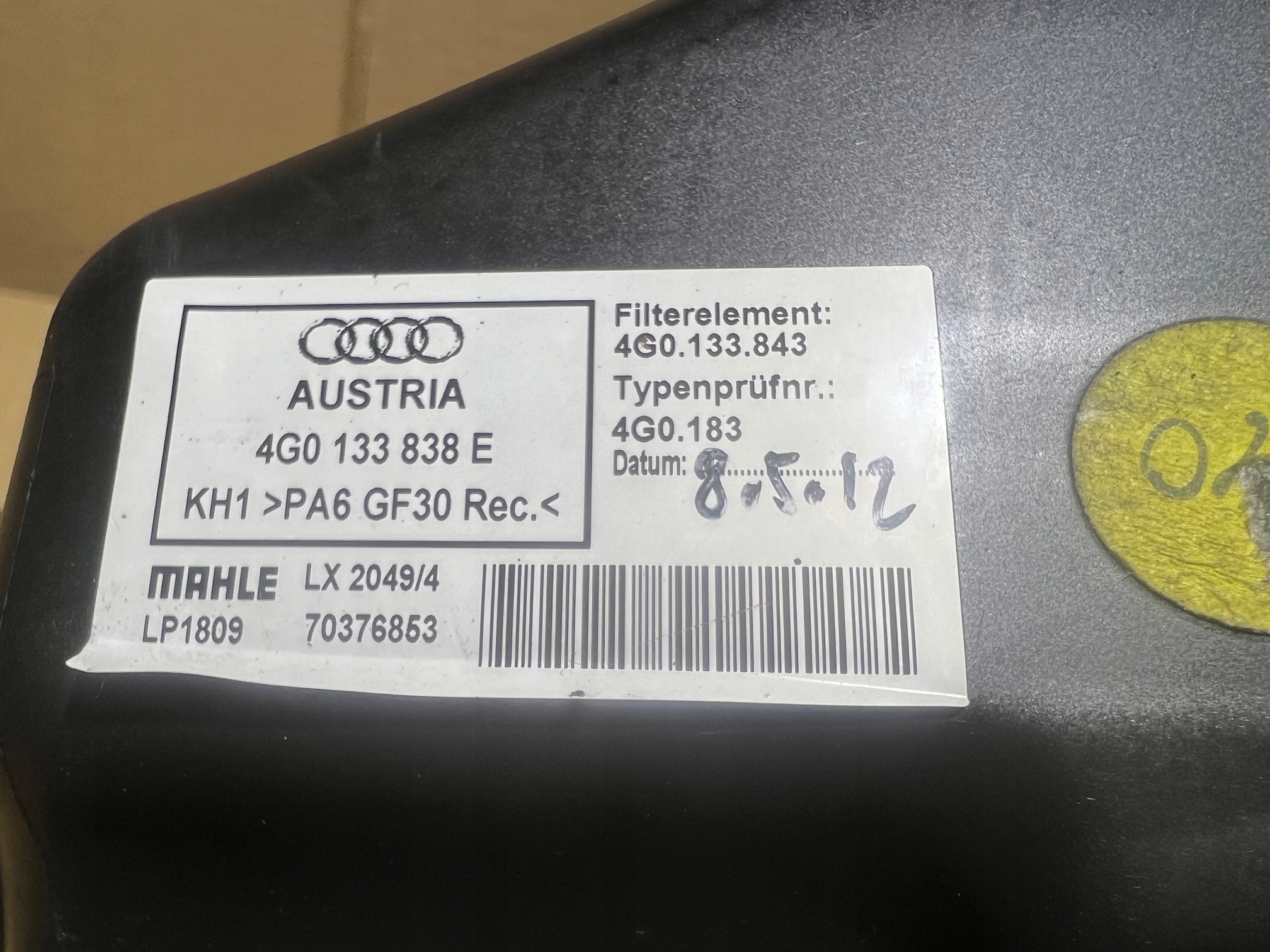 AUDI A6 C7 3.0 TDI Gehäuse filter luft 4G0133838E 059129615L