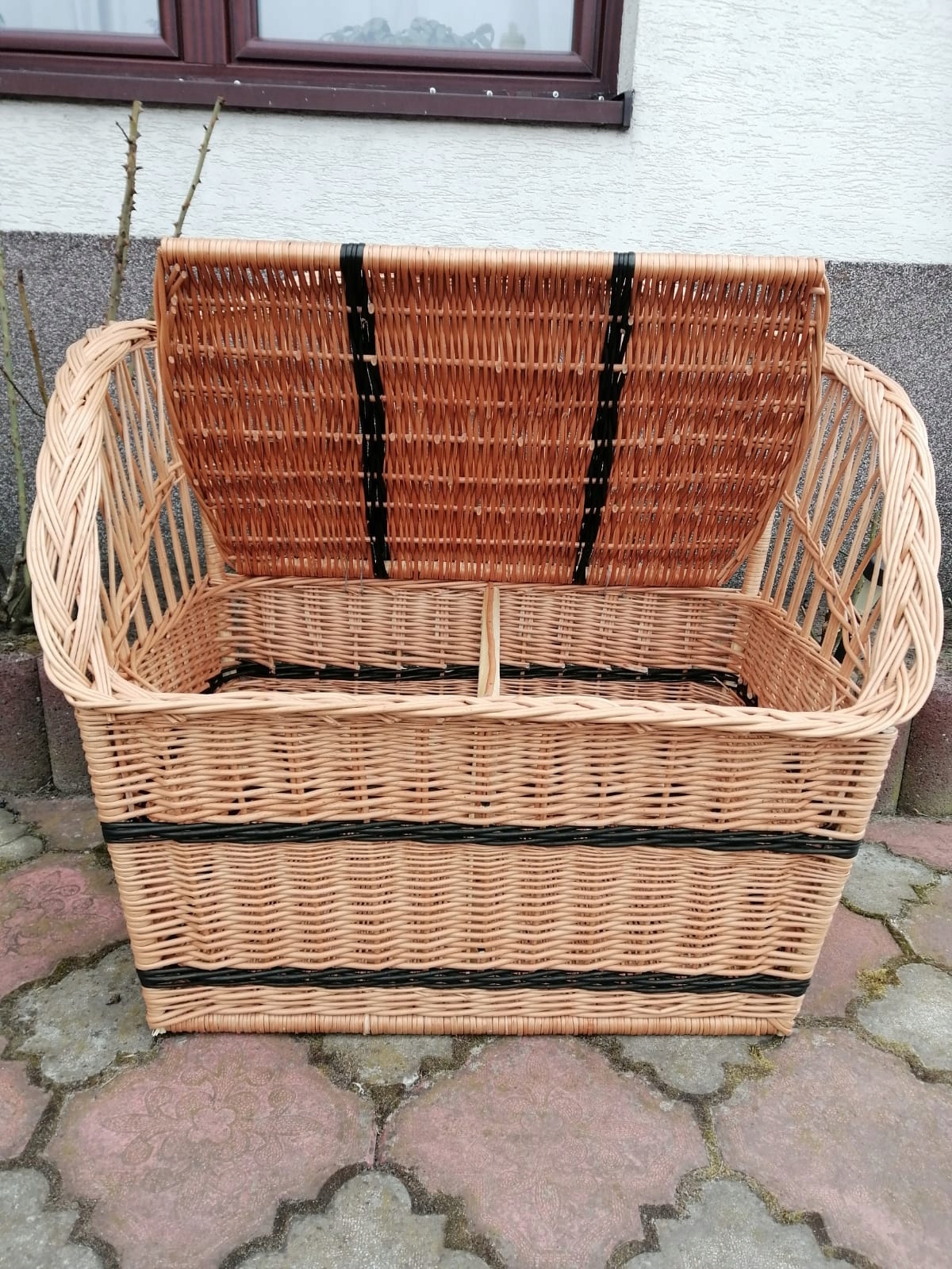 Ławka wiklinowa sofa kufer skrzynia z oparciem Linia Wickerland