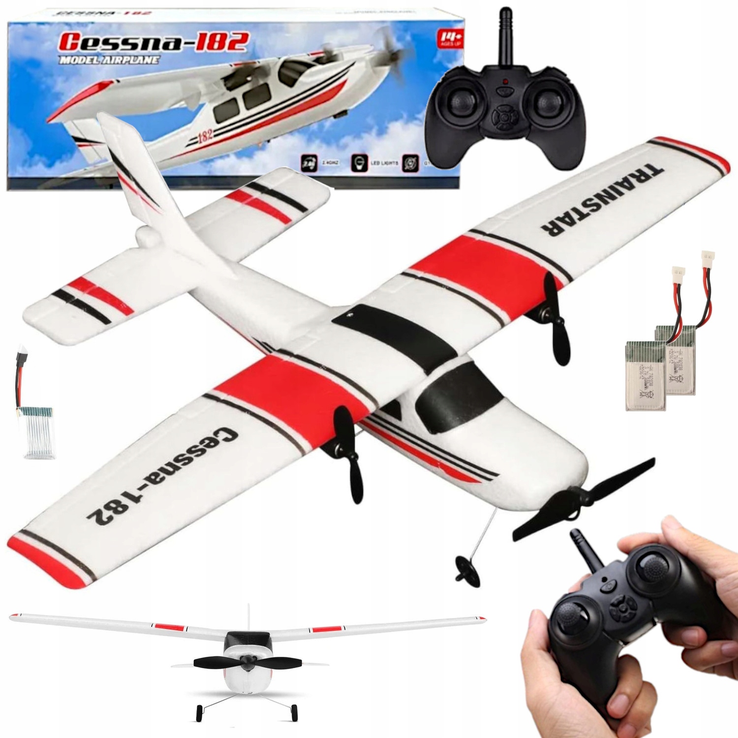SAMOLOT ZDALNIE STEROWANY LATAJĄCY SZYBOWIEC RC MODEL CESSNA 182 PILOT 2aku