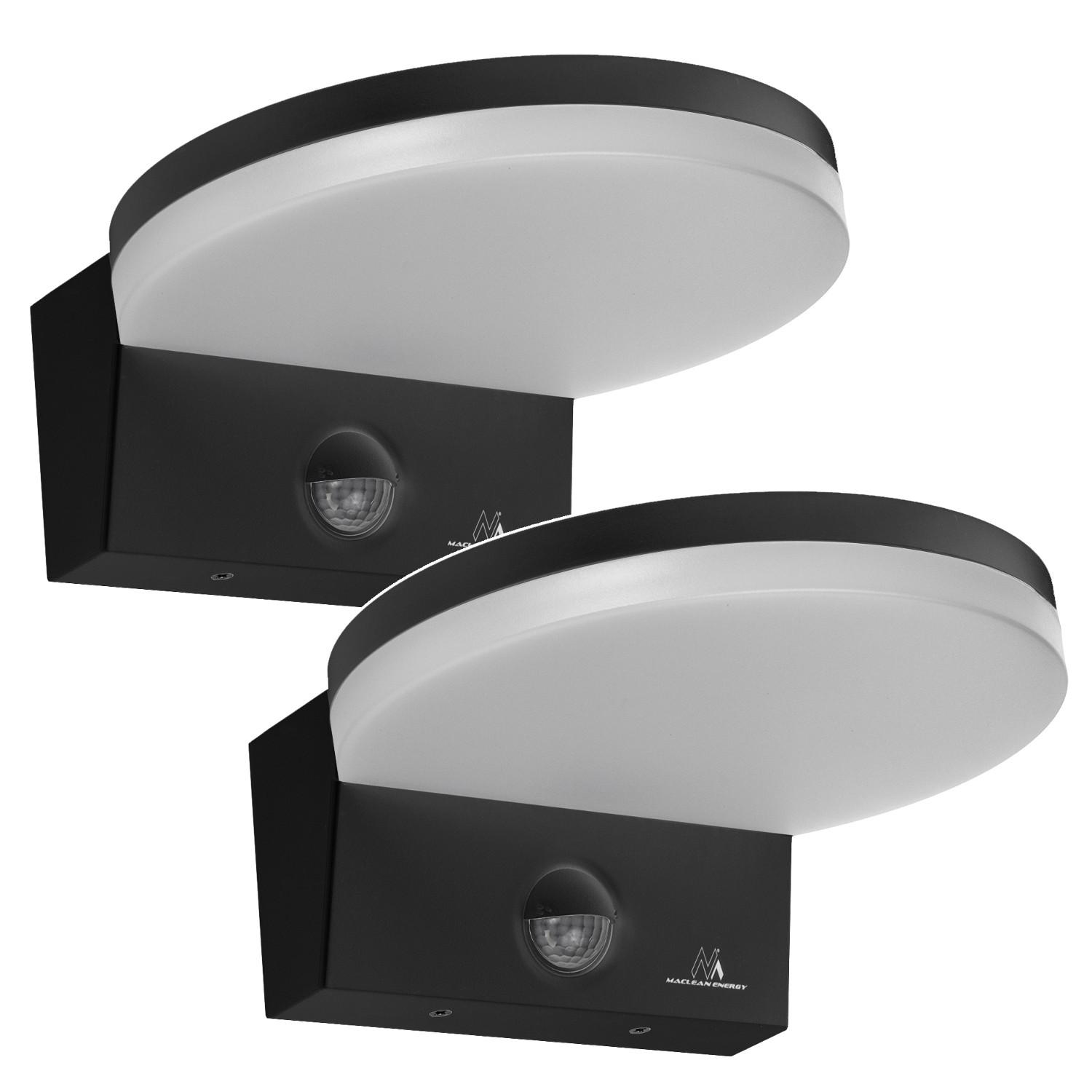 Led lampa s pohybovým senzorem černá 2 kusy 15W IP65 neutrální bílá