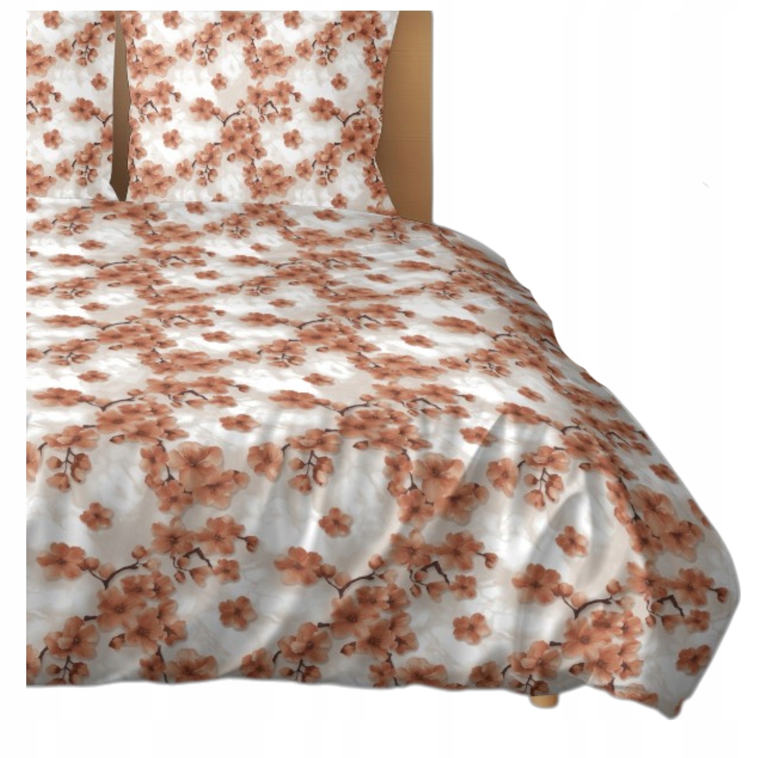 Povlečení 160x200 Bavlna Komplet na zip Béžová s květy 3el