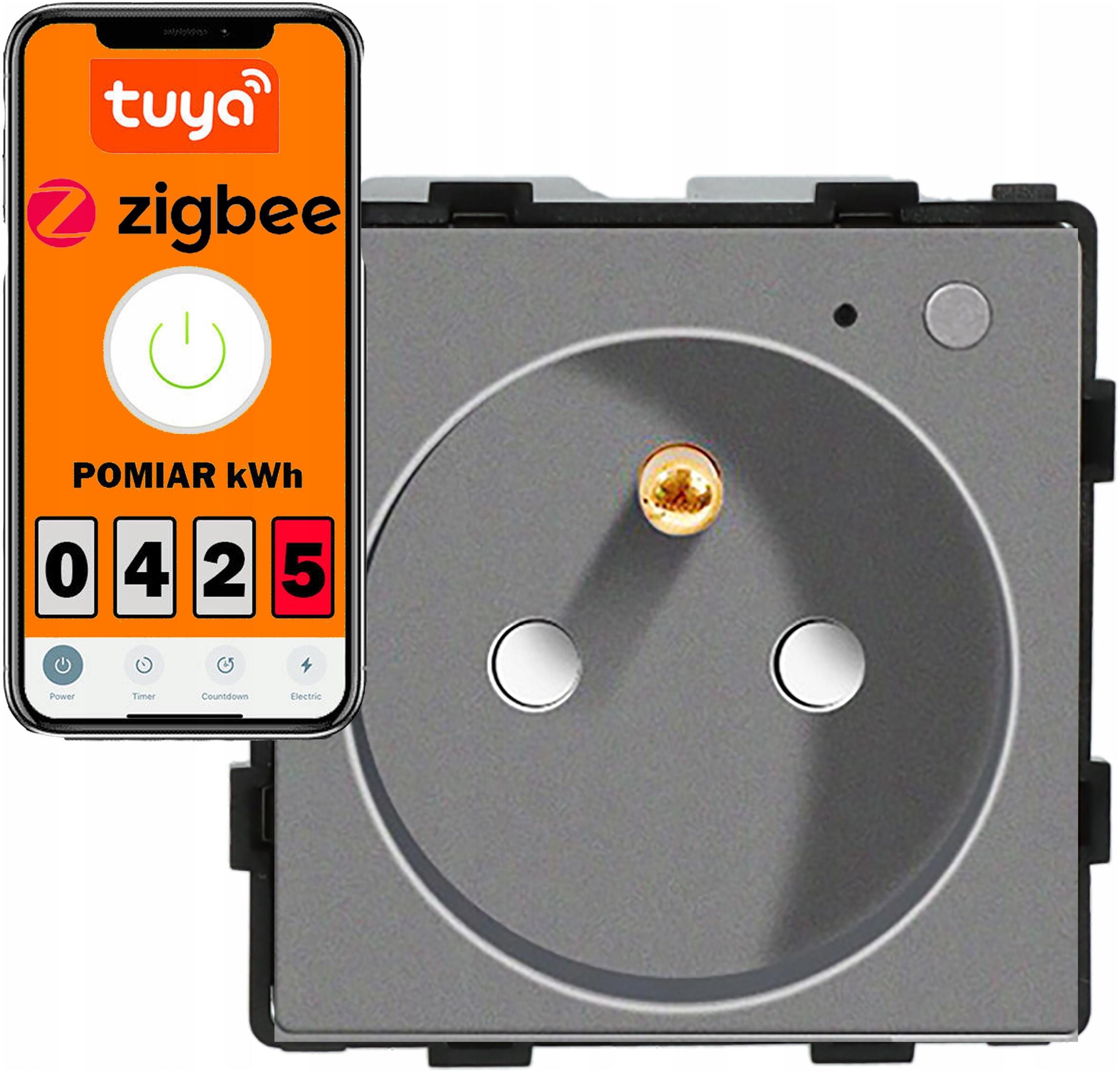 Modul Zásuvka Chytrá Zásuvka Kolíkem Šedá ZigBee Měření Energie 1F