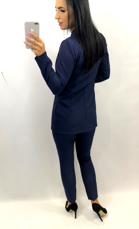 Garnitur damski z paskiem i klamrą GRANAT 3XL 46 Rękaw długi rękaw