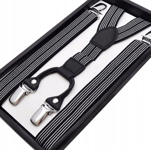 

Mocne Szelki Męskie 2,5CM Z Gumy Oraz 100% Skóry