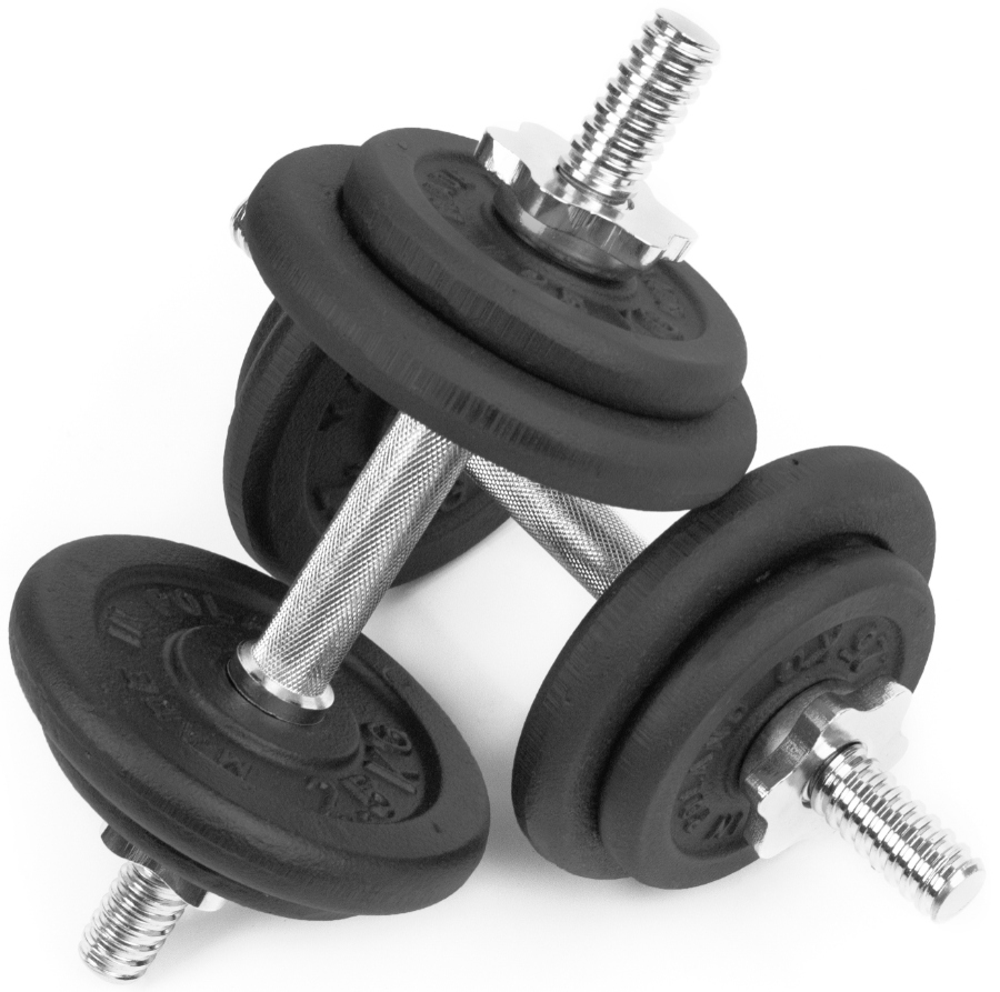 

Hantle Żeliwne 2x10kg gryf Talerze zestaw 20kg