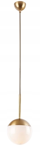 Zlatá lampa s mléčným stínidlem je ideální do jídelny Dallas