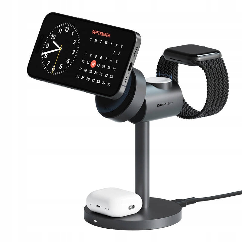 Bezdrôtová indukčná magnetická Nabíjačka Aukey Magfusion 3 v 1 Qi 15 W