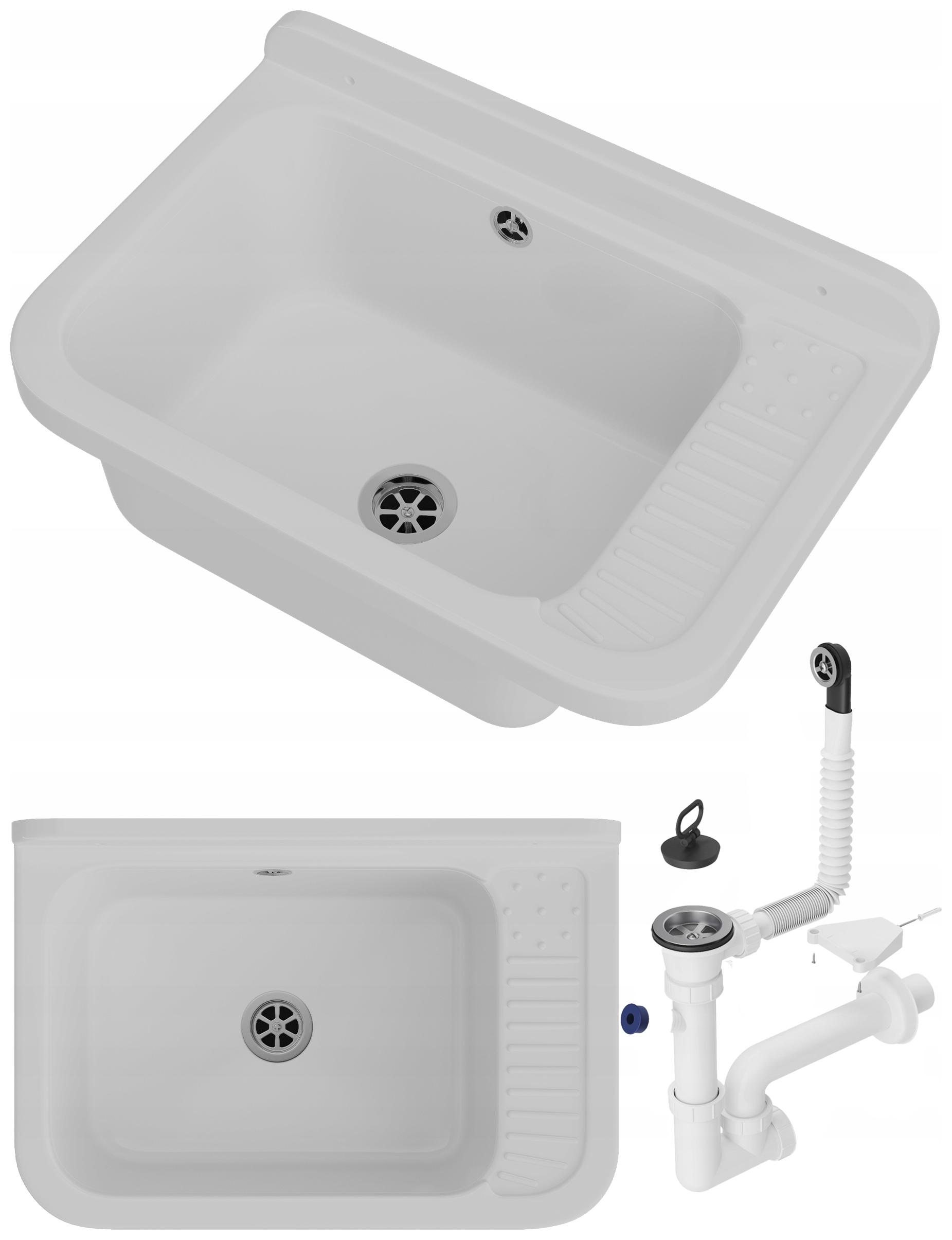 Dřezový technický dřez dřez v bílé barvě pro kotelnu, technická komora Polo Syfon