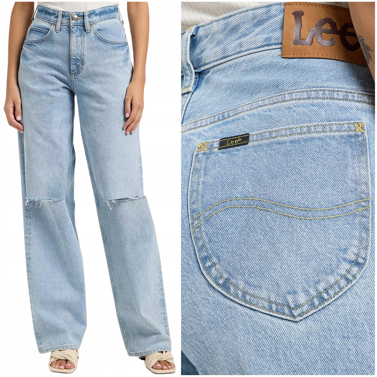 Lee Rider Loose vysoké volné dámské džínové kalhoty s dírami W31 L31