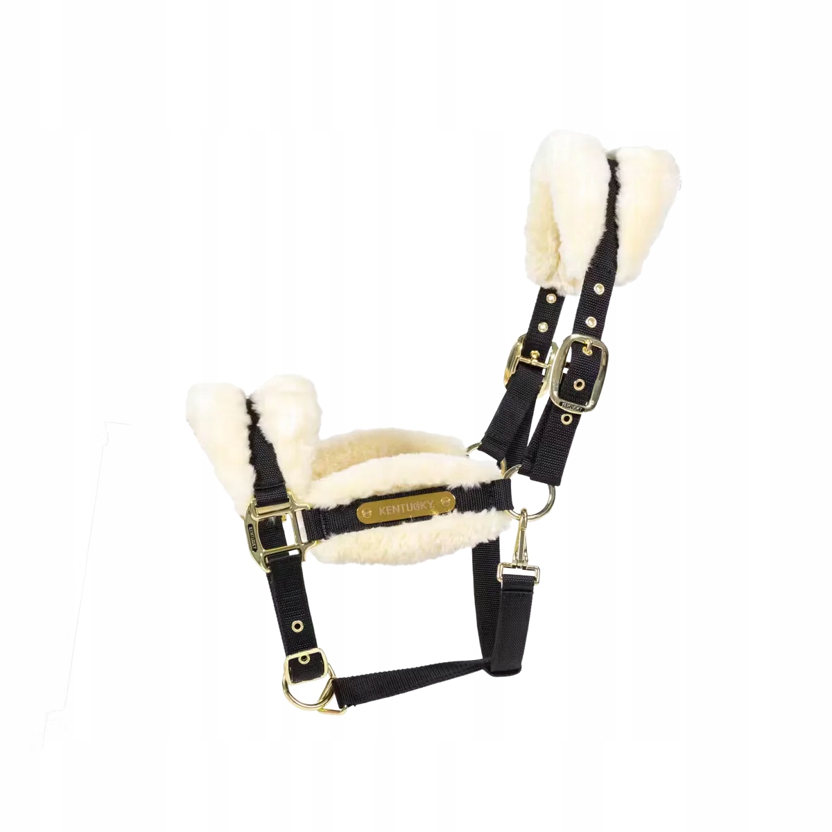 Uzda pro koně Kentucky SheepskinSoft s kožešinou černá/béžová Cob