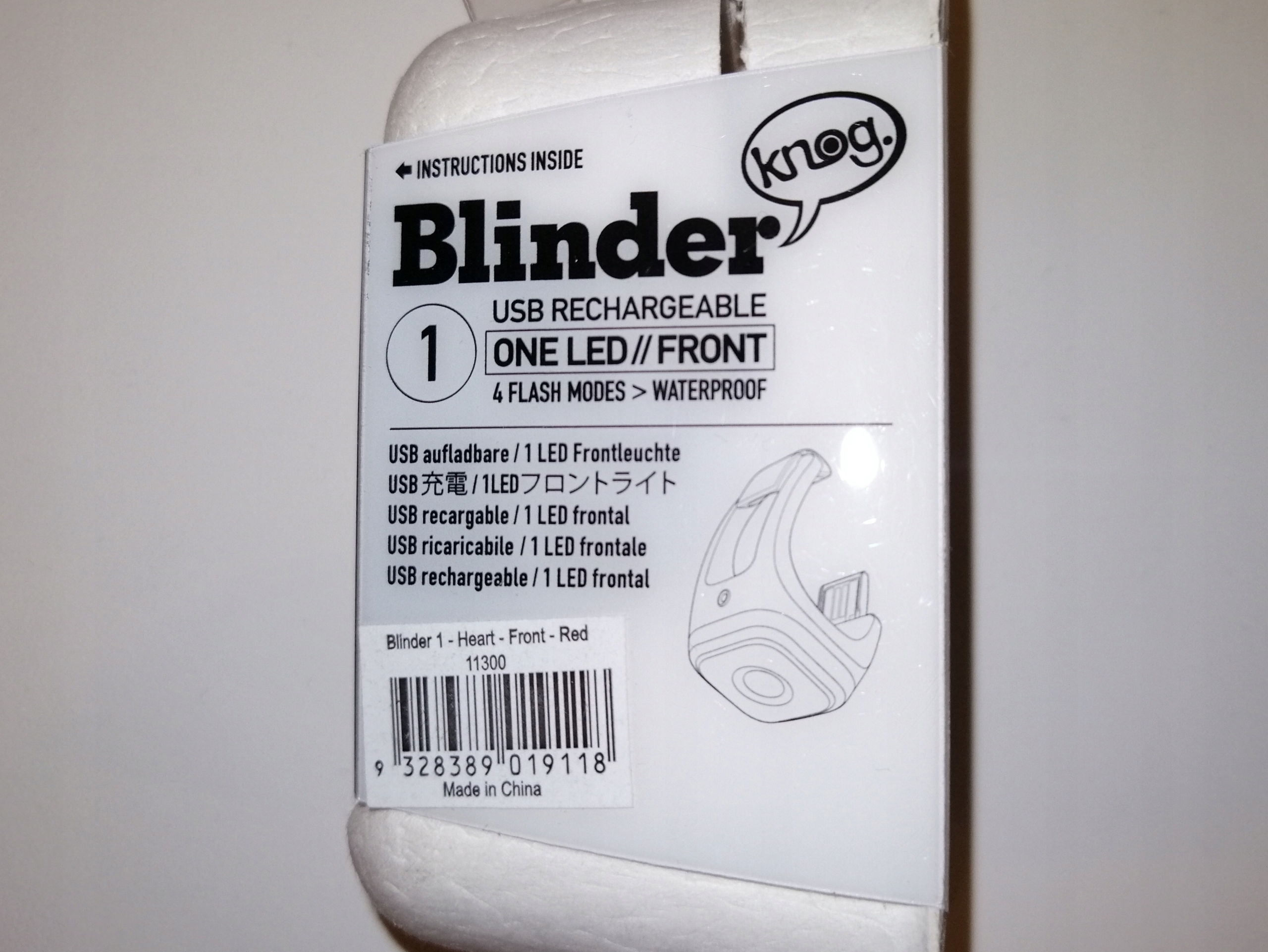 LAMPKA PRZÓD KNOG BLINDER 1 USB HEART RED -60% Model Blinder 1