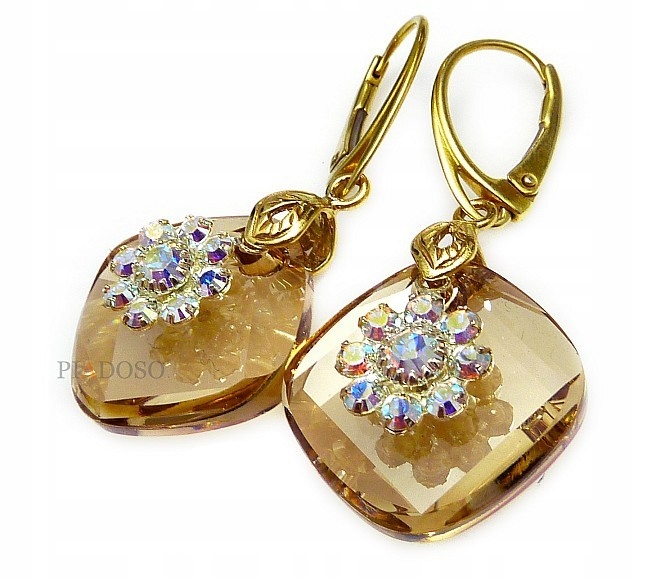 Nové Krásné Krystaly Náušnice Metro Flow Gold