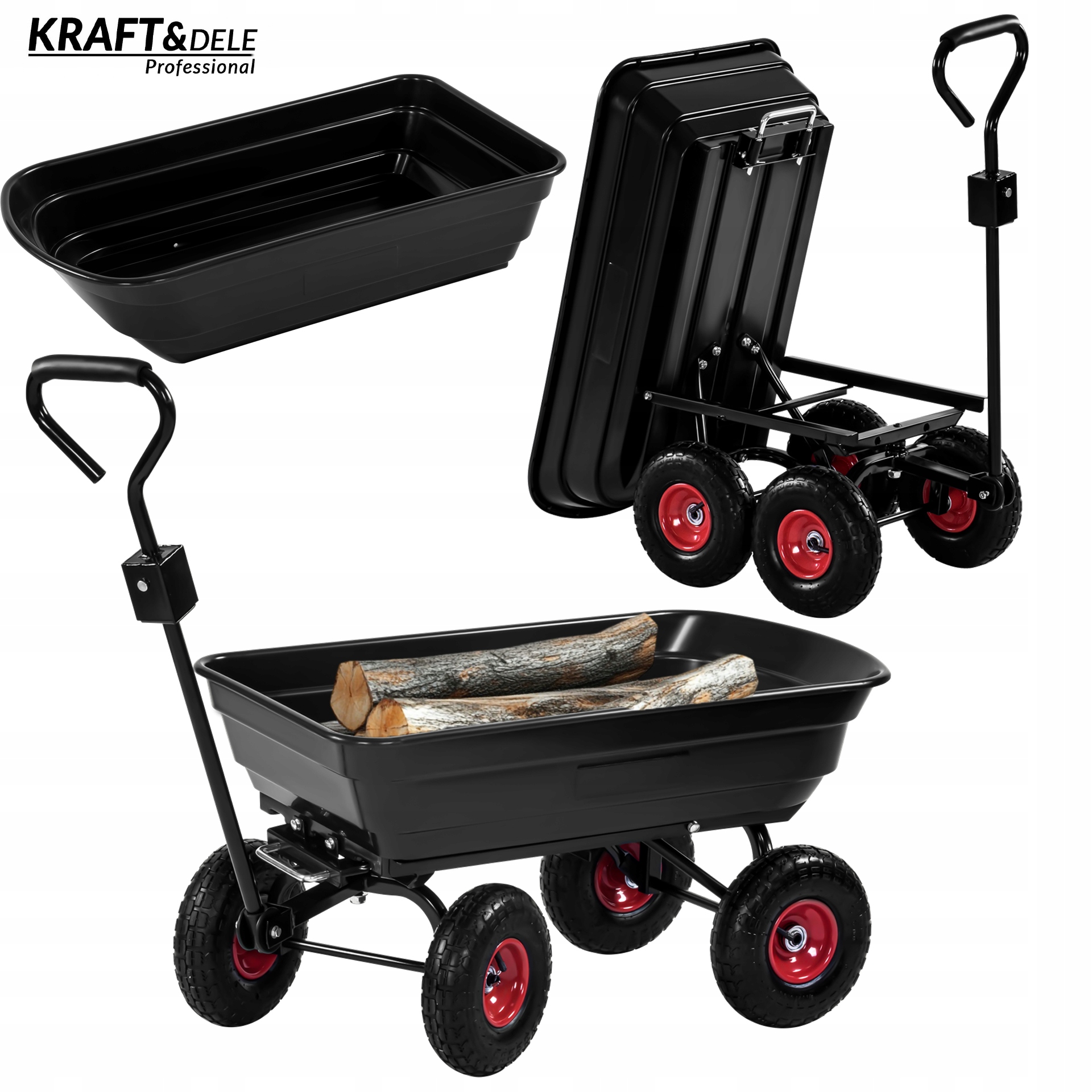 Záhradný prepravný skladový vozík 300 kg 75 l Kraft&Dele