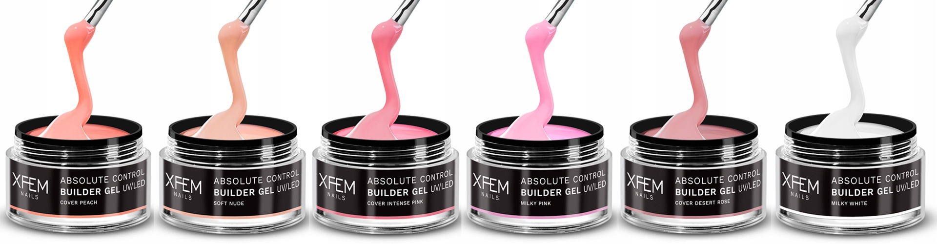 Żel do Przedłużania Paznokci Budujący XFEM - 50 ml Kolor dominujący róże i fiolety