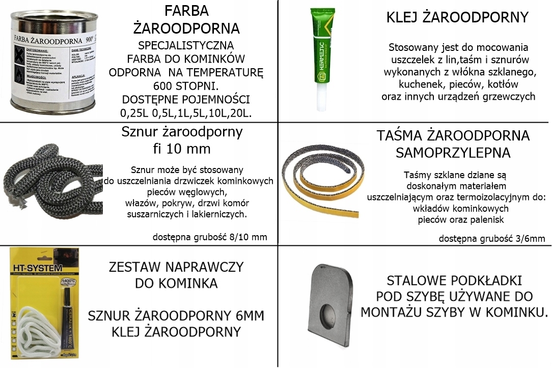 Zestaw naprawczy do kominka uszczelka sznur 8mm Waga produktu z opakowaniem jednostkowym 1 kg