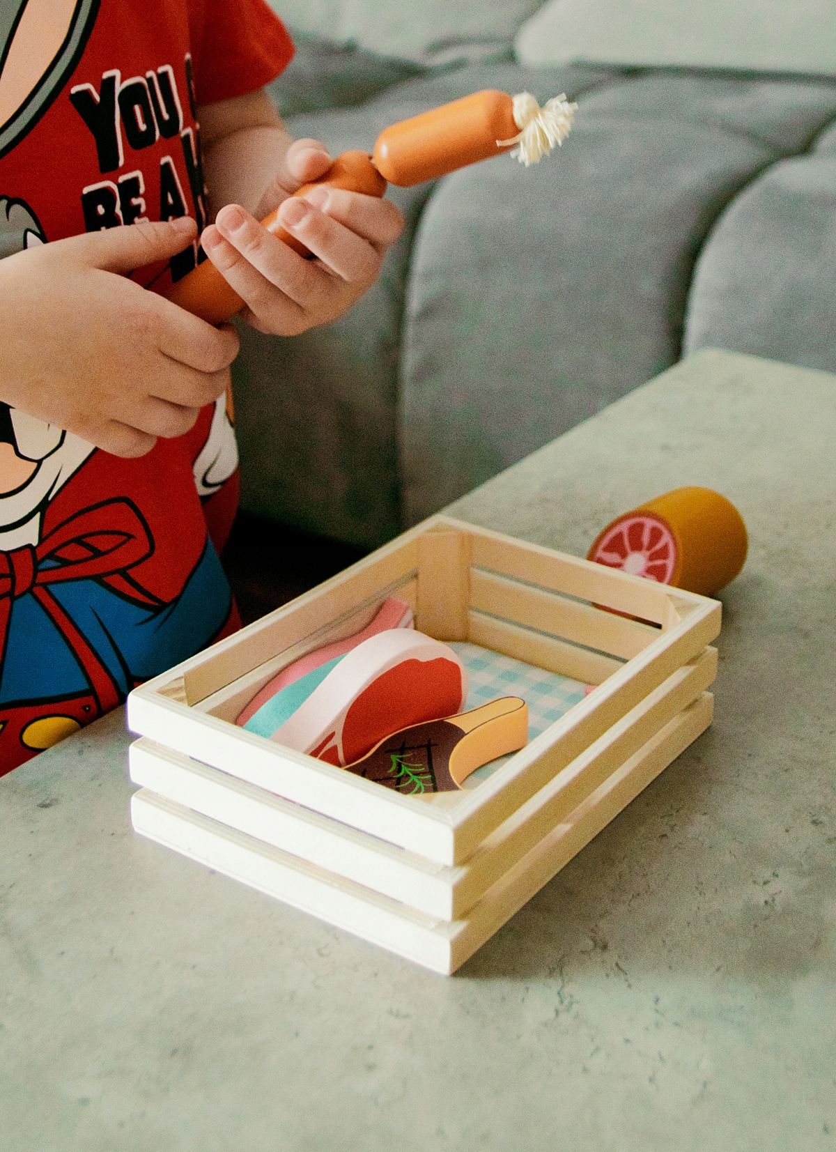 Zabawkowy Drewniany Koszyk Z Mięsem i Rybą Zabawka Edukacyjna dla Dzieci Kod producenta Z002605